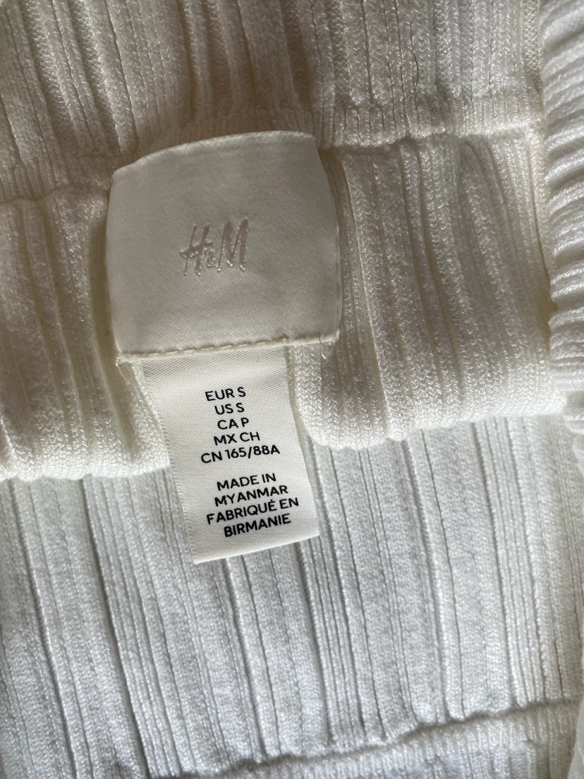 H&M Ribbed Off-the-Shoulder Midi Dress - White, Size S - photo 2