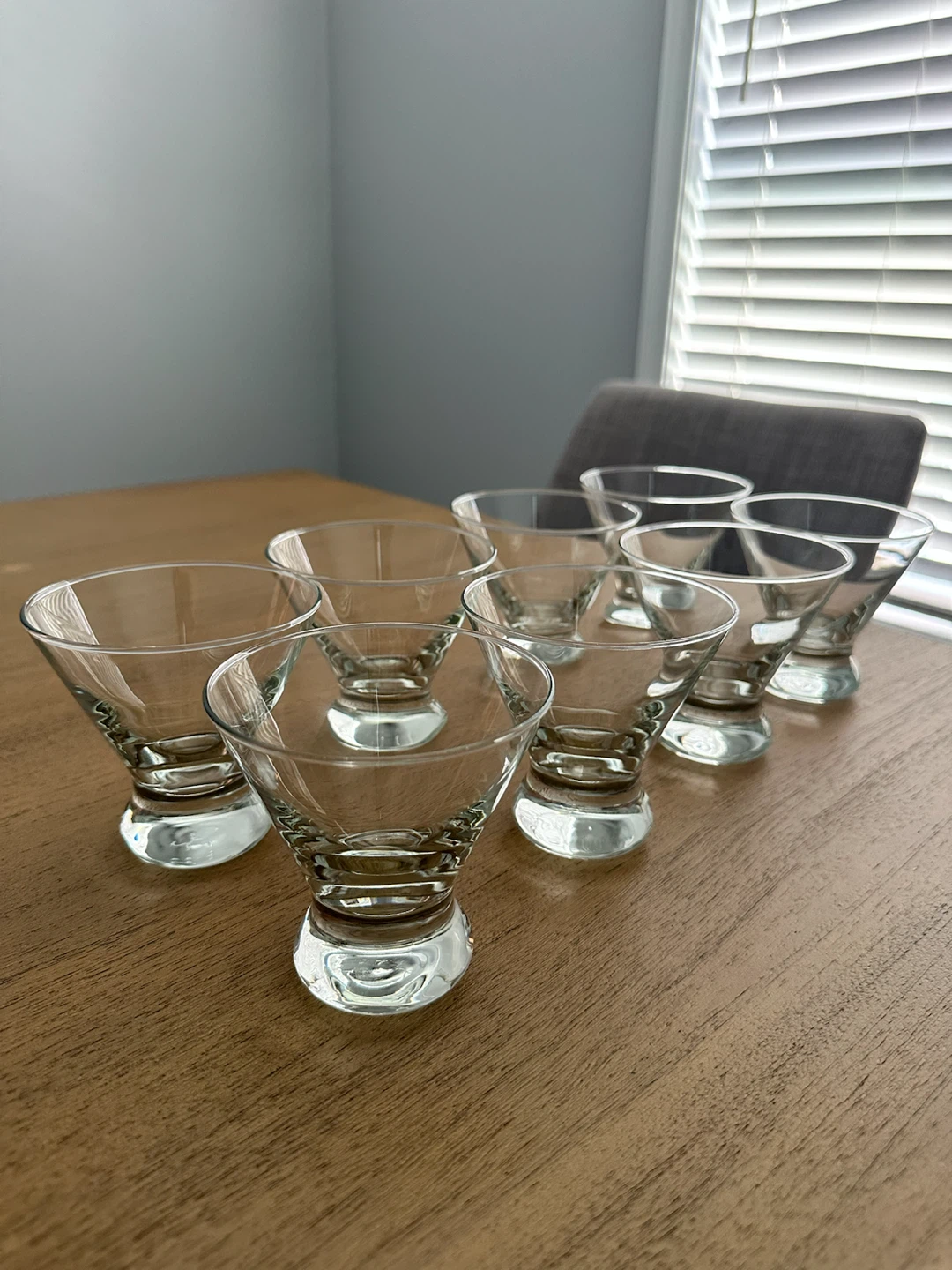 Set of 8 Clear Martini Glasses