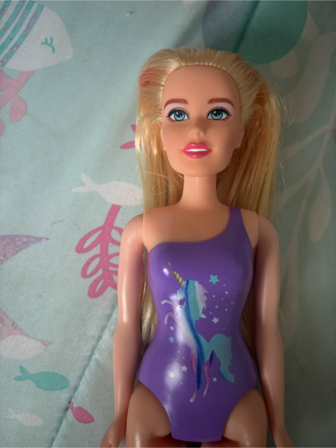 Barbie Doll with Purple Unicorn Swimsuit