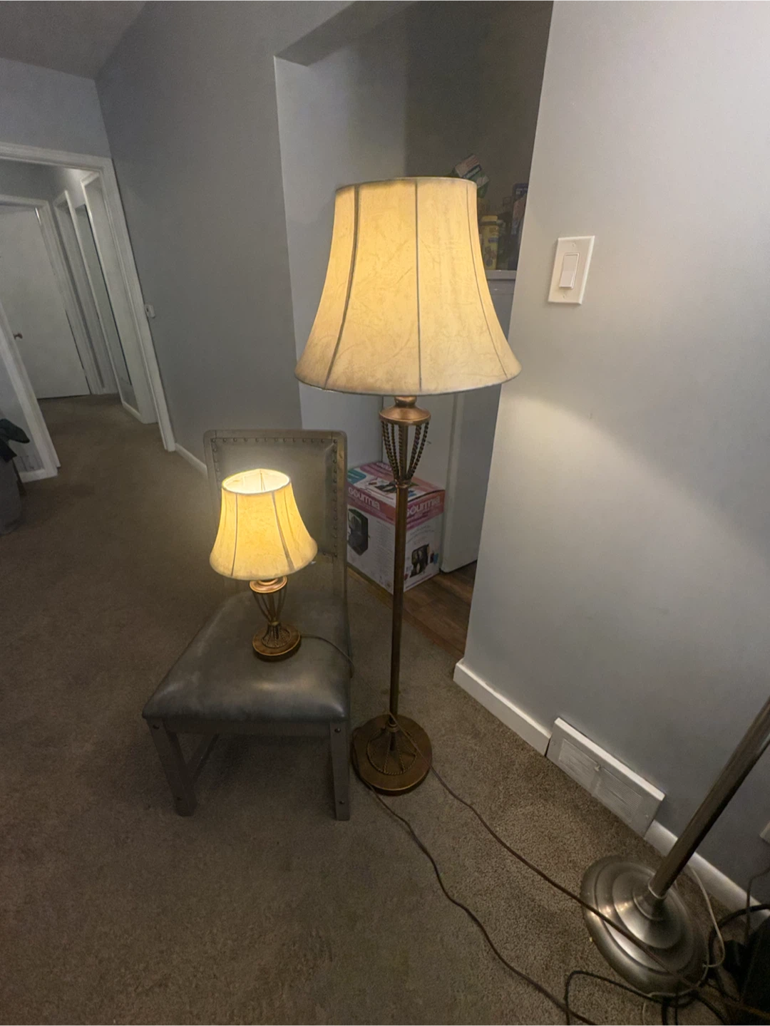 Free delivery used Vintage Brass Table Lamp and Floor Lamp Set