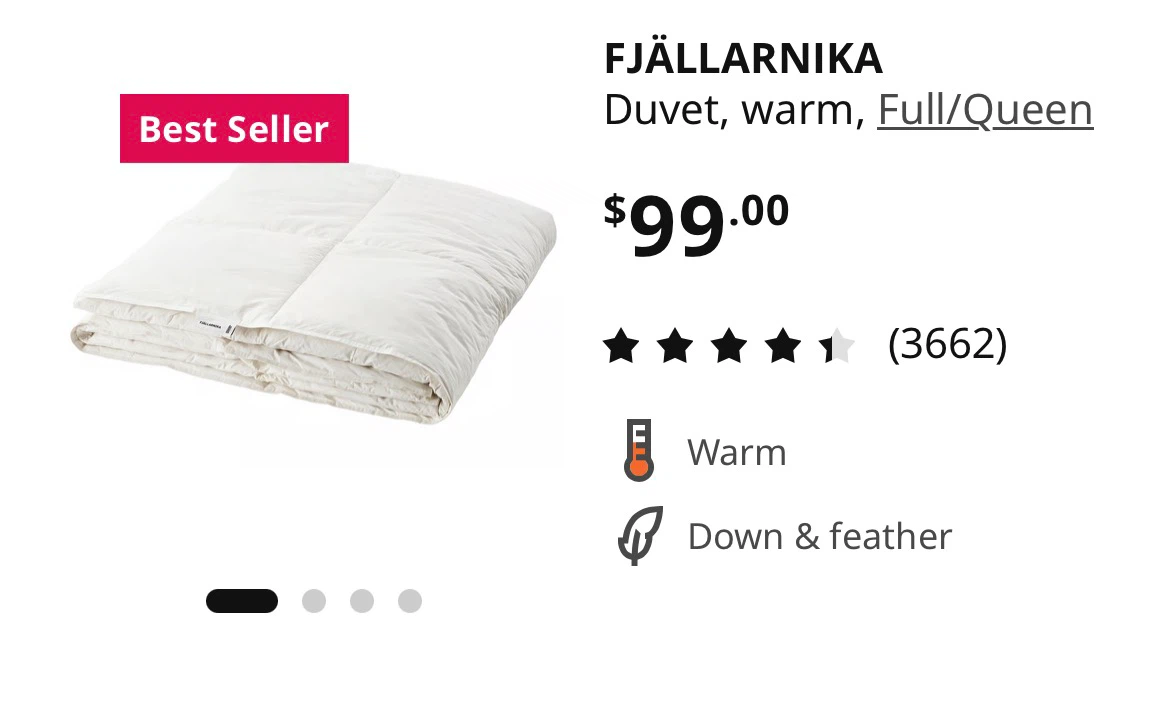 IKEA FJÄLLARNIKA Queen Warm Down Duvet + 2 VILDKORN  Pillows - photo 2