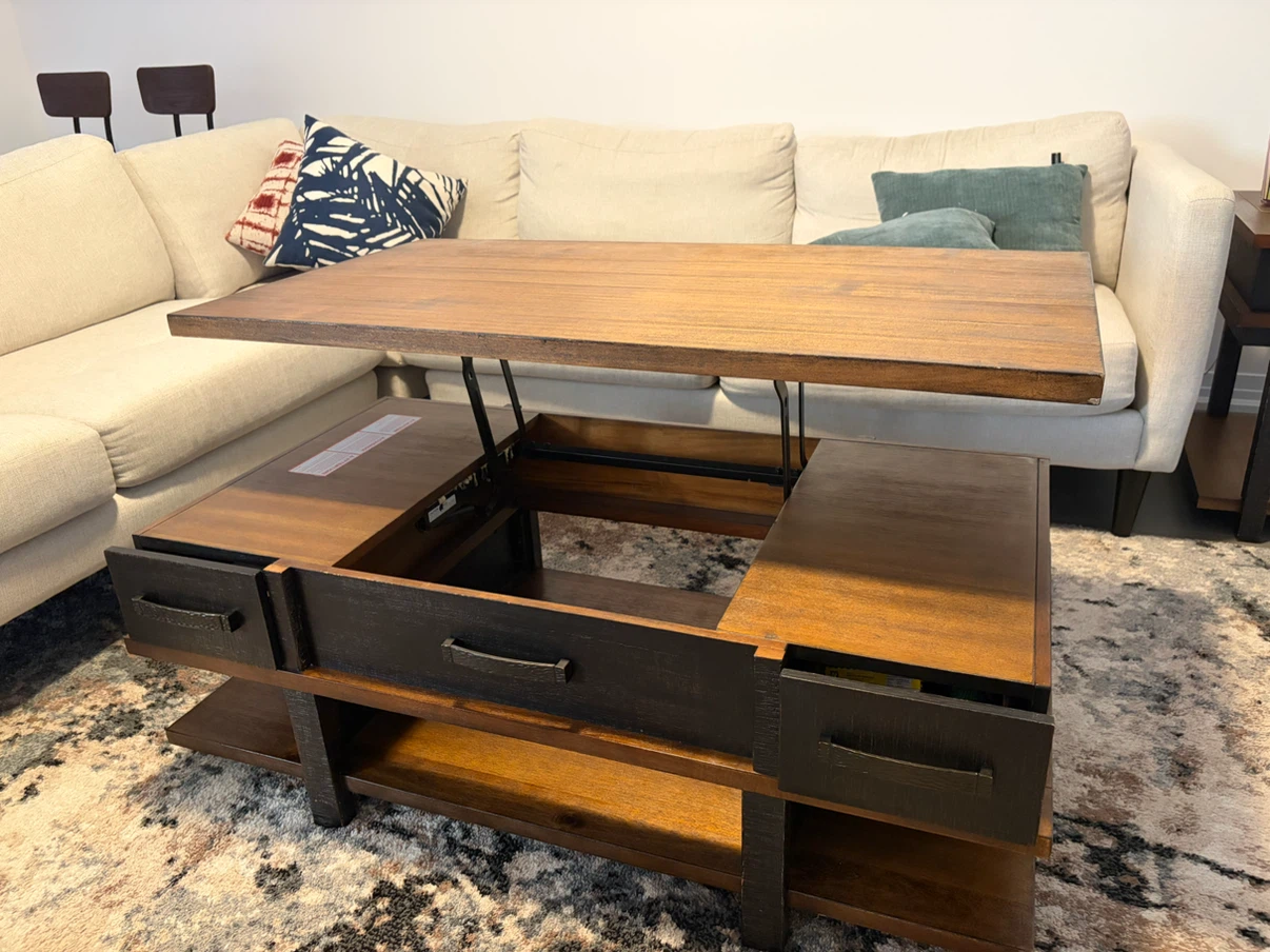 Lift Top Coffee Table with Drawers