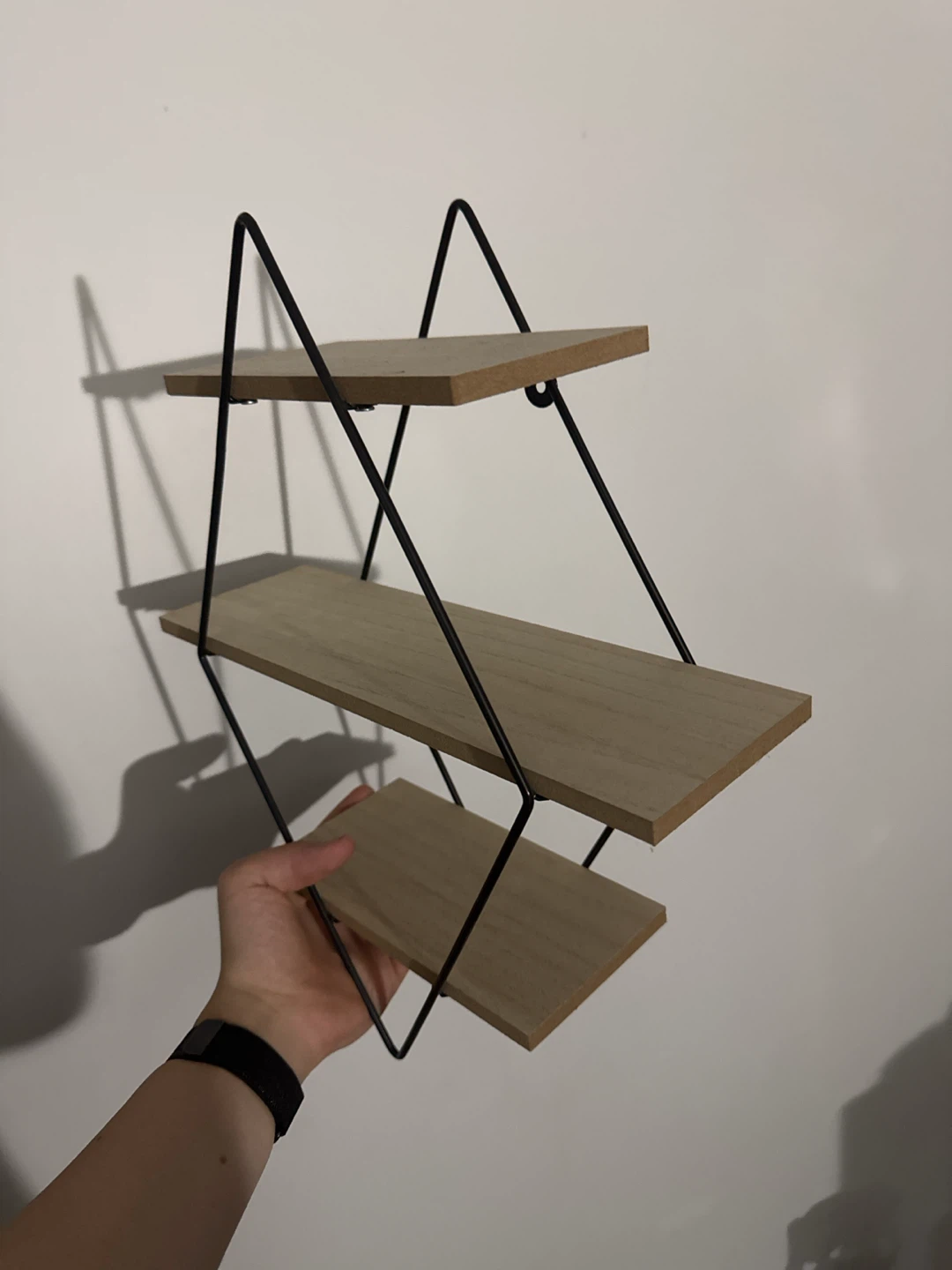 Wooden diamond shape wall shelf - photo 2