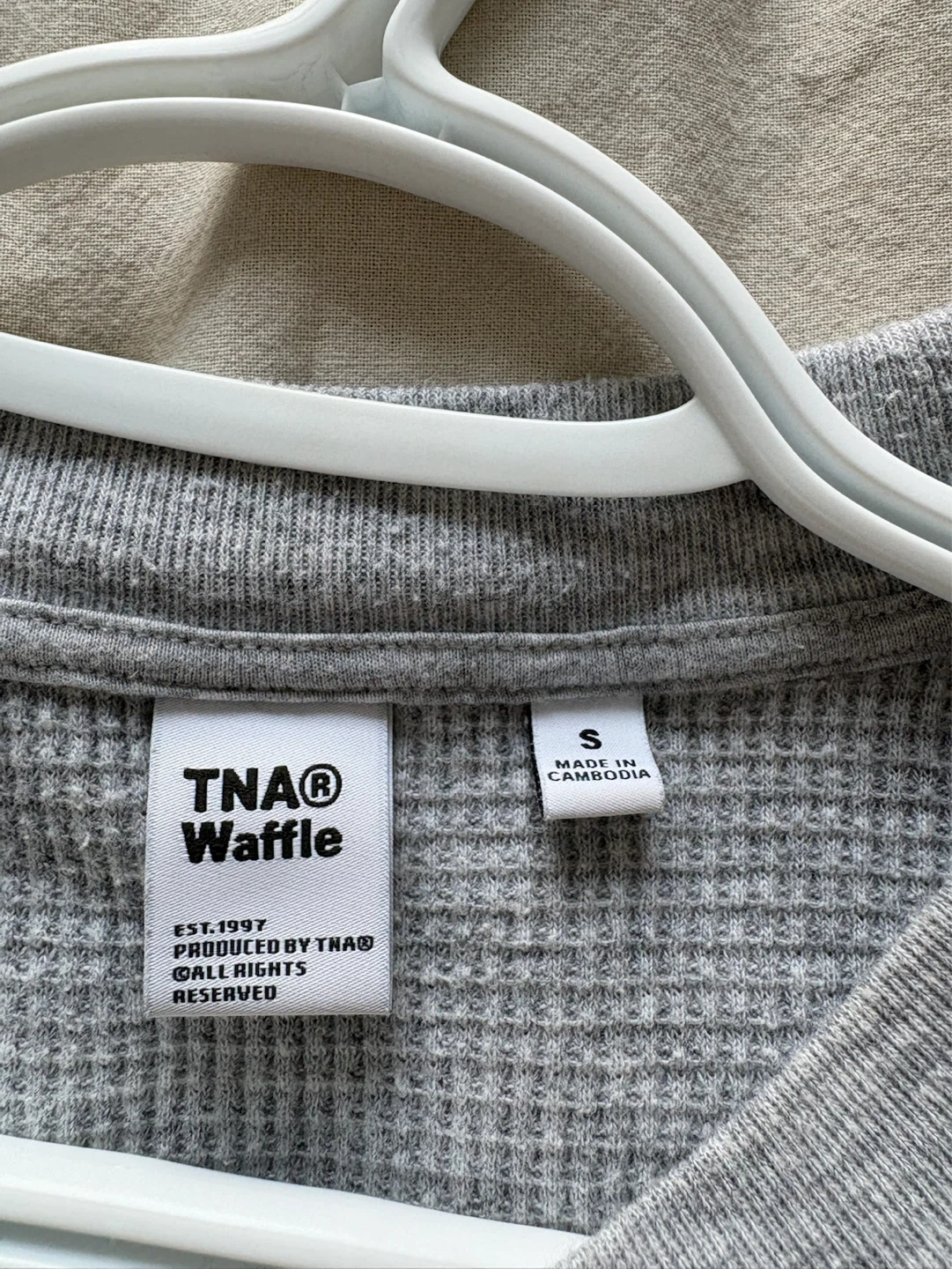 TNA Waffle Knit Long Sleeve Top - Grey - Size S - photo 3