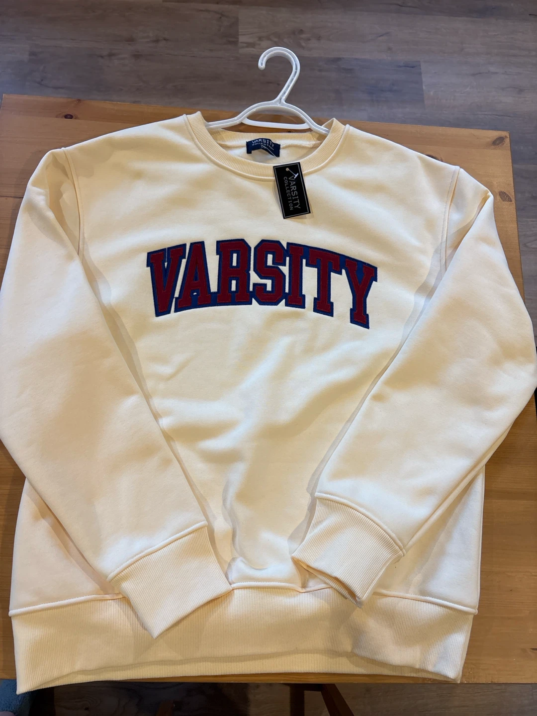 Cream Varsity Crewneck Sweatshirt