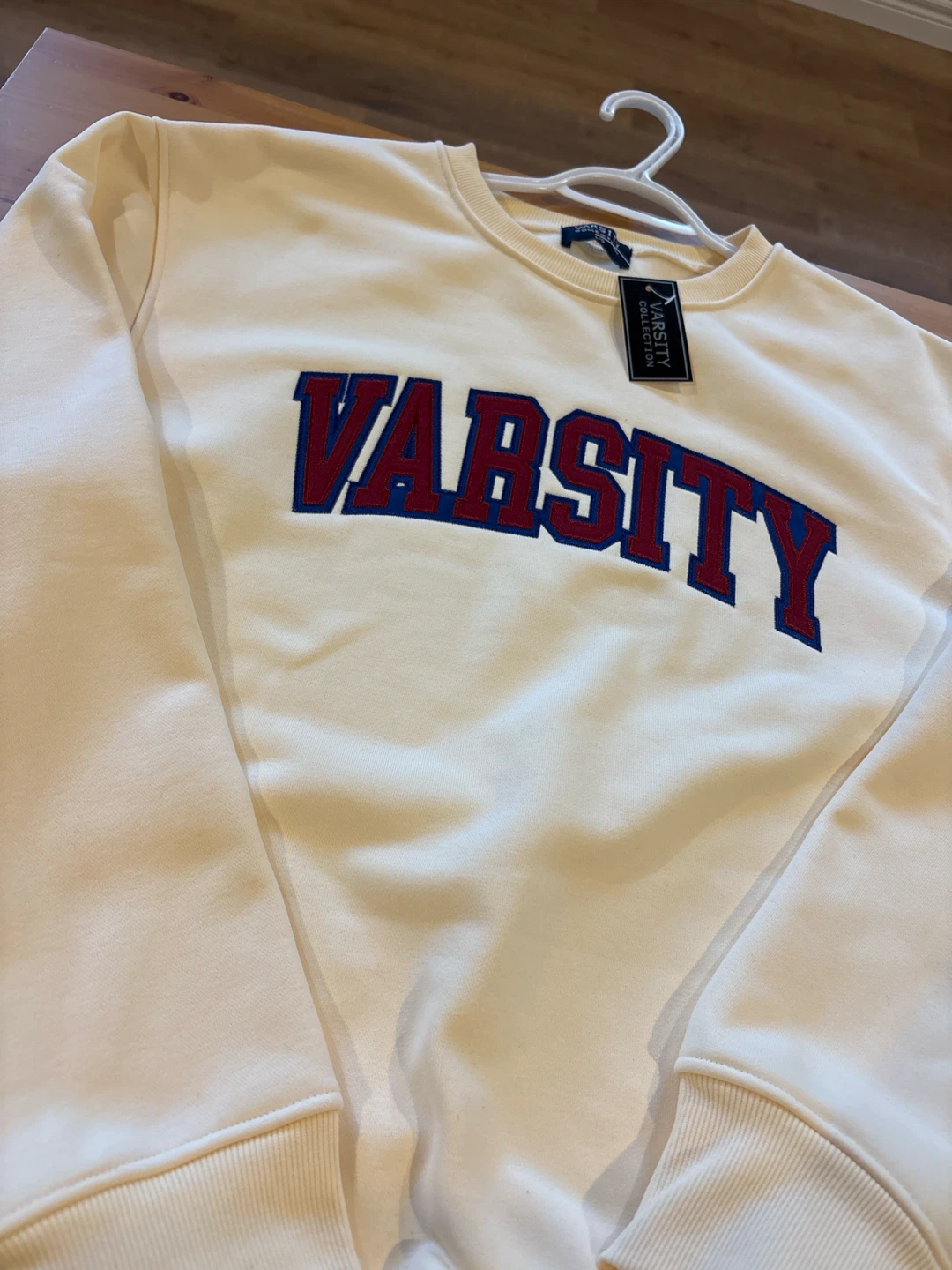 Cream Varsity Crewneck Sweatshirt - photo 2