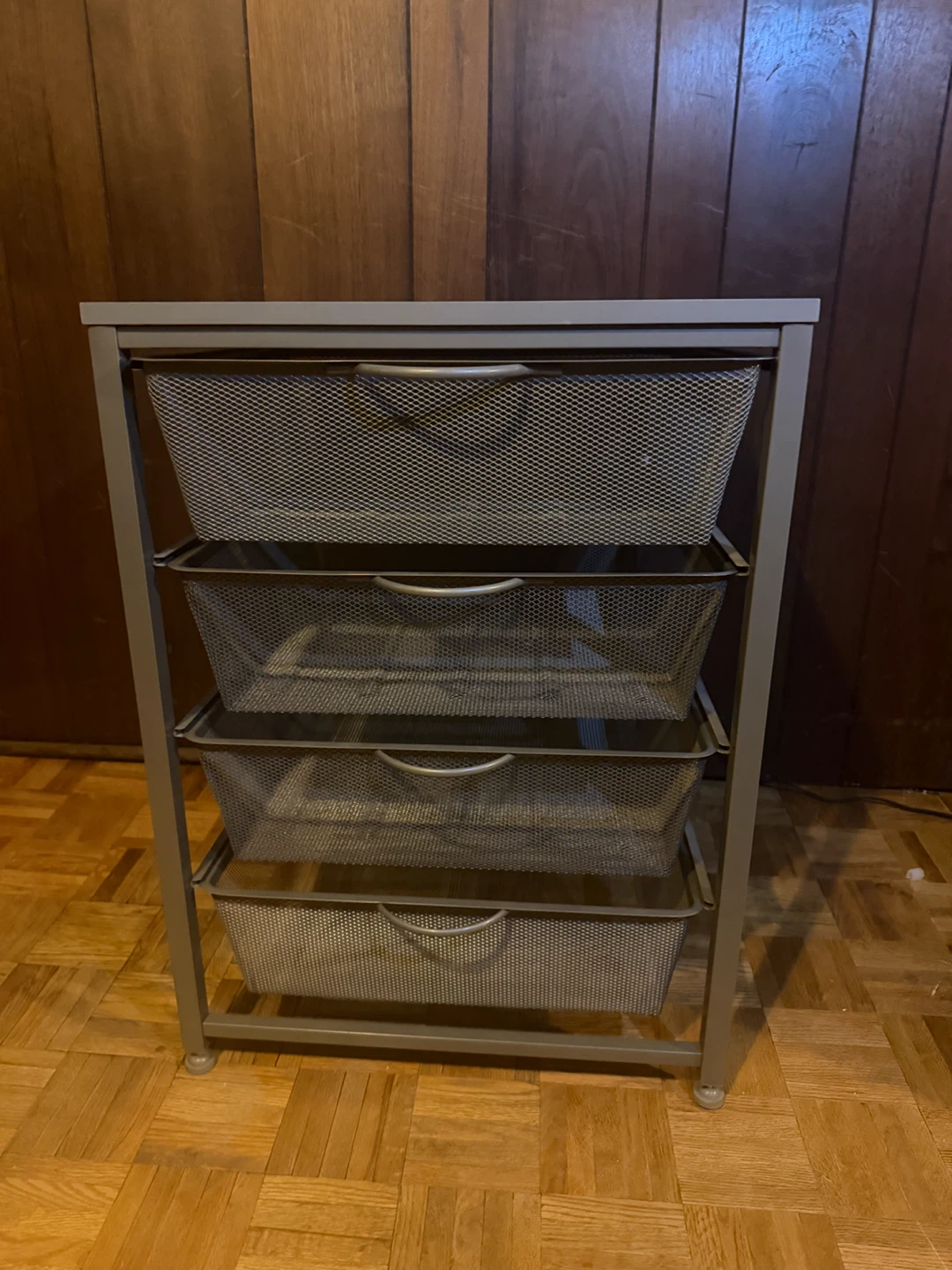 Grey 4-Drawer Mesh Storage Unit
