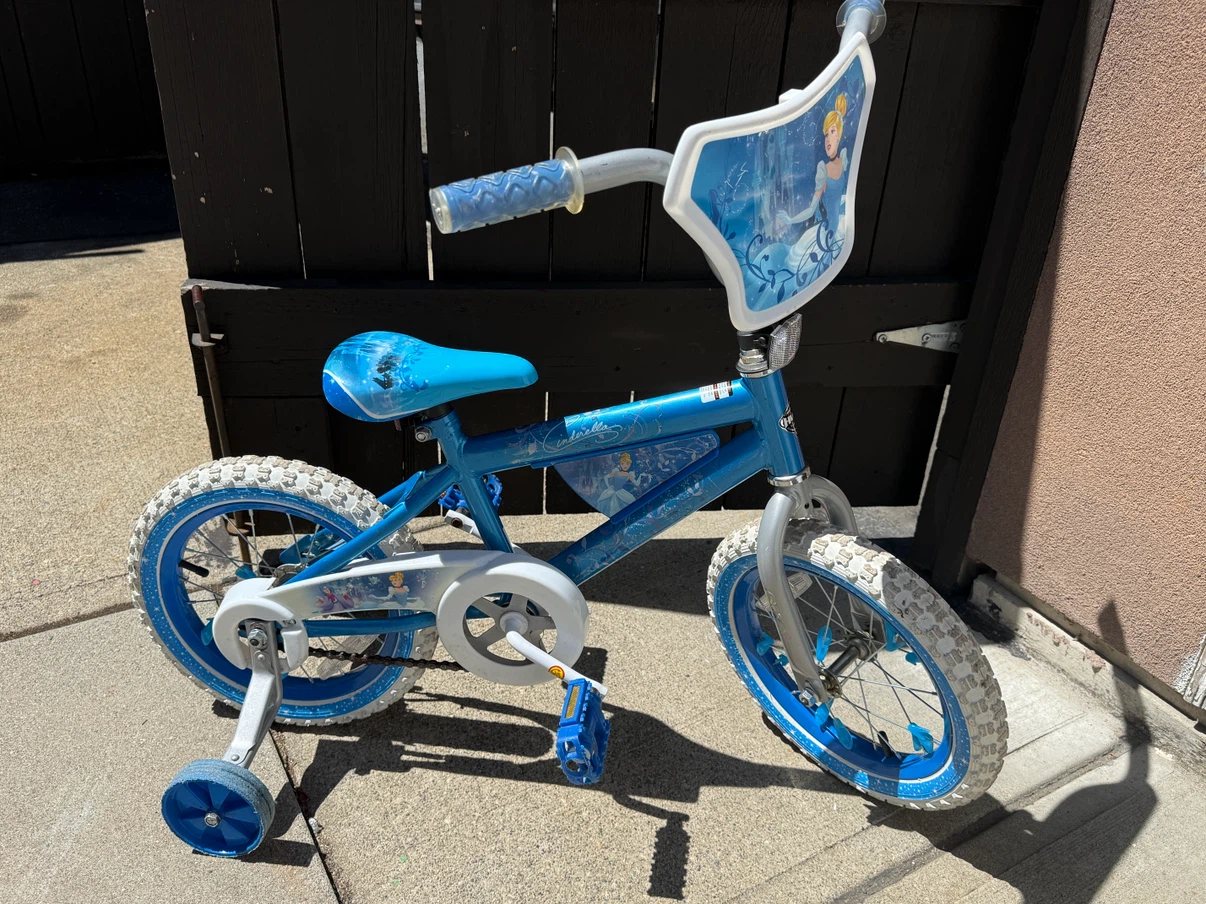 14 inch Blue Princess Bicycle with Training Wheels
