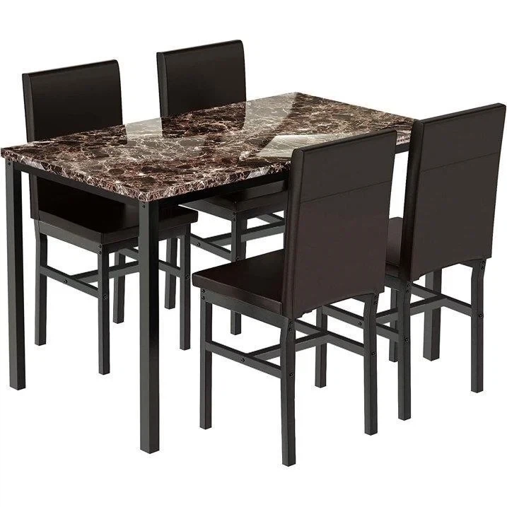 Latitude Run Faux Marble Top Dining Set - 4 Chairs - photo 2