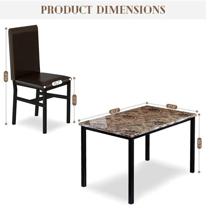 Latitude Run Faux Marble Top Dining Set - 4 Chairs - photo 3