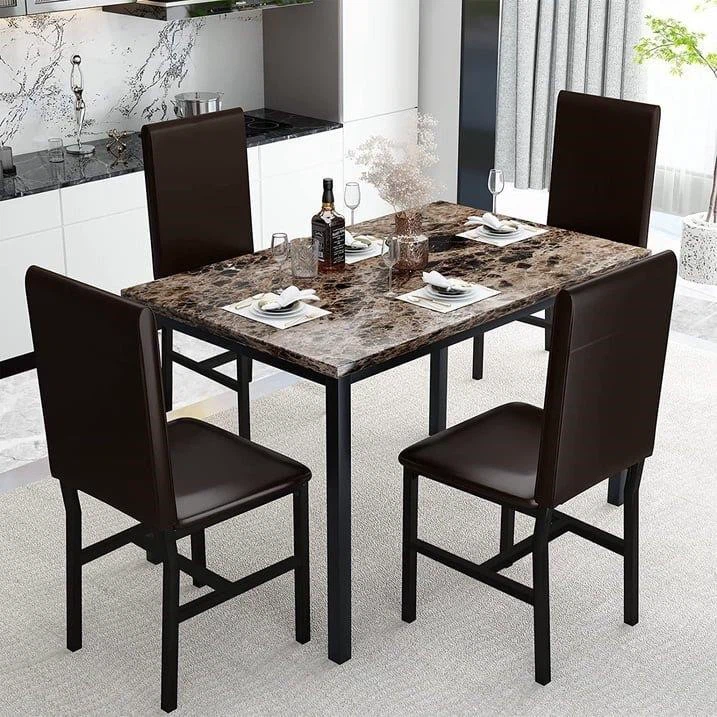 Latitude Run Faux Marble Top Dining Set - 4 Chairs - photo 5