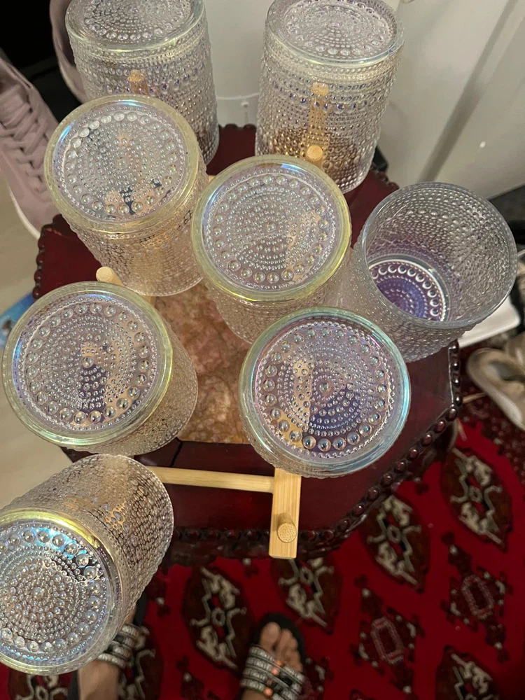 Set of 7 Embossed Glass Tumblers