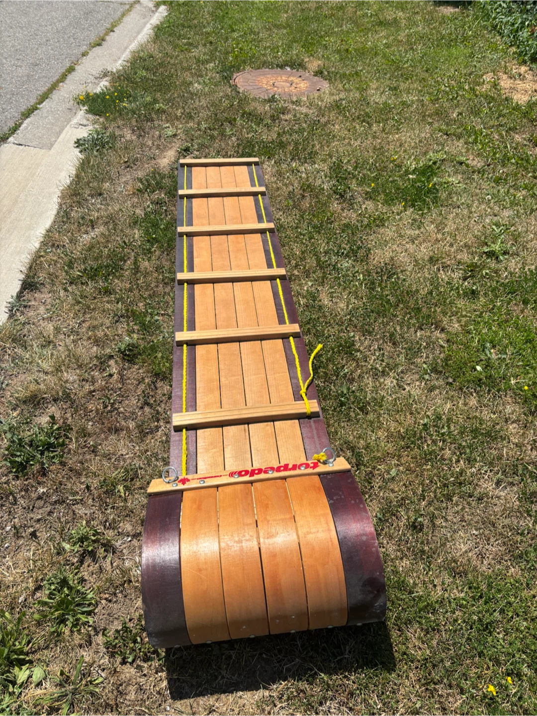 Torpedo Wooden Toboggan Sled - photo 3
