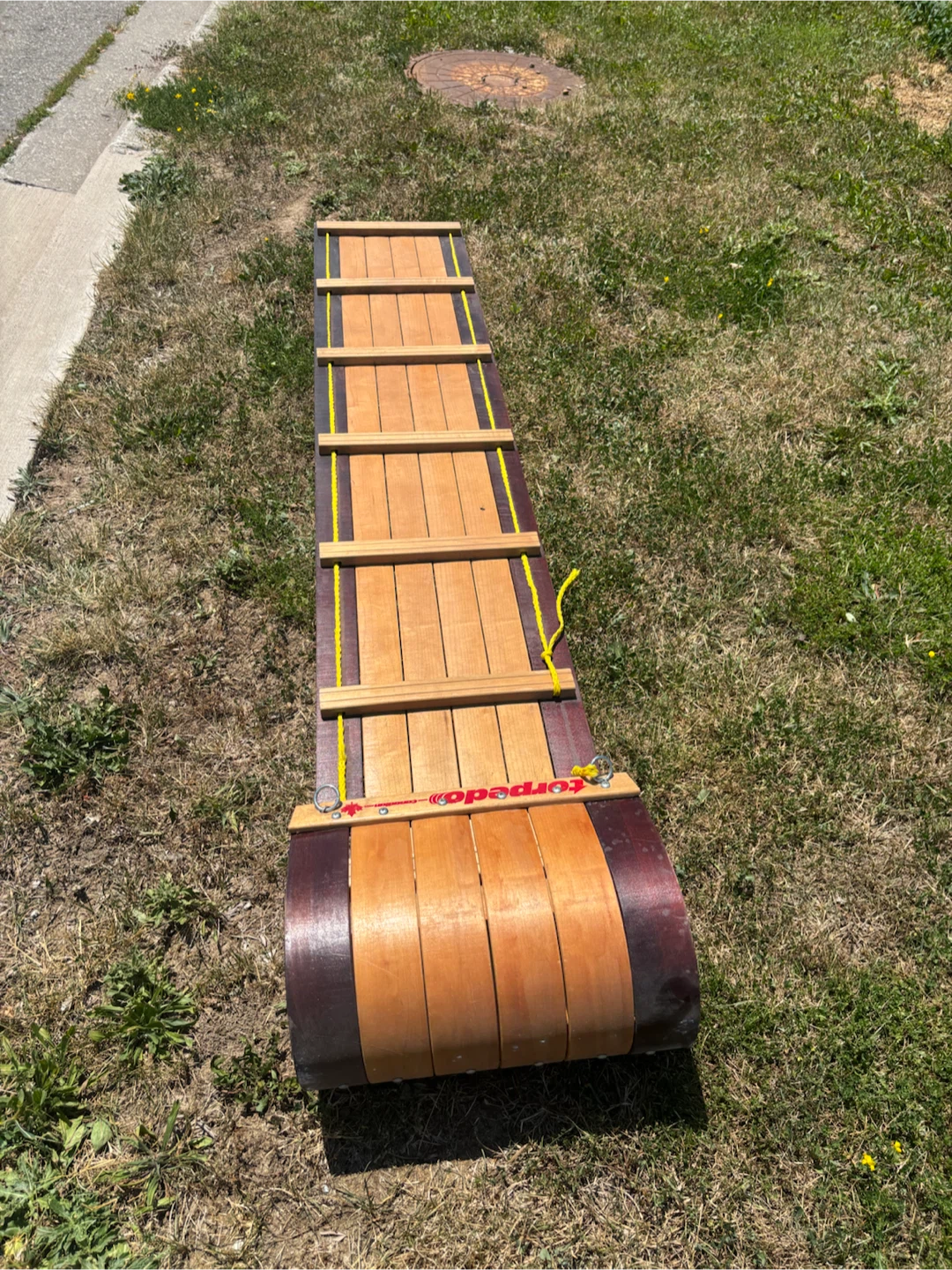 Torpedo Wooden Toboggan Sled - photo 4