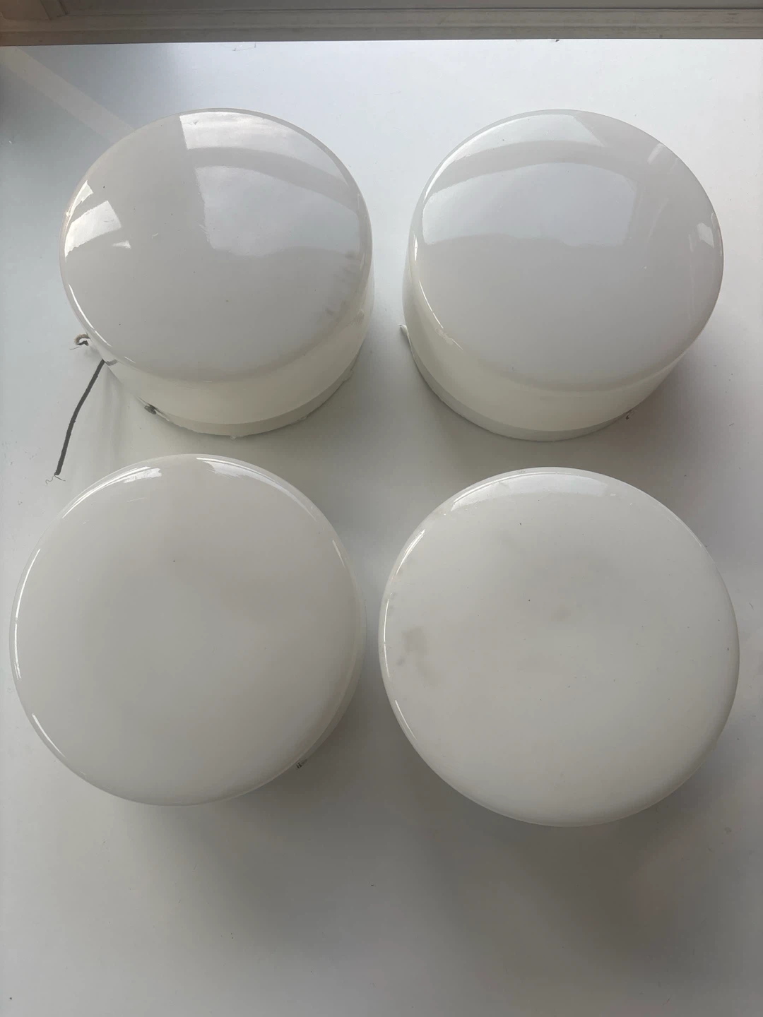 Set of 4 White Frosted Glass Dome Pendant Light Shades - photo 2