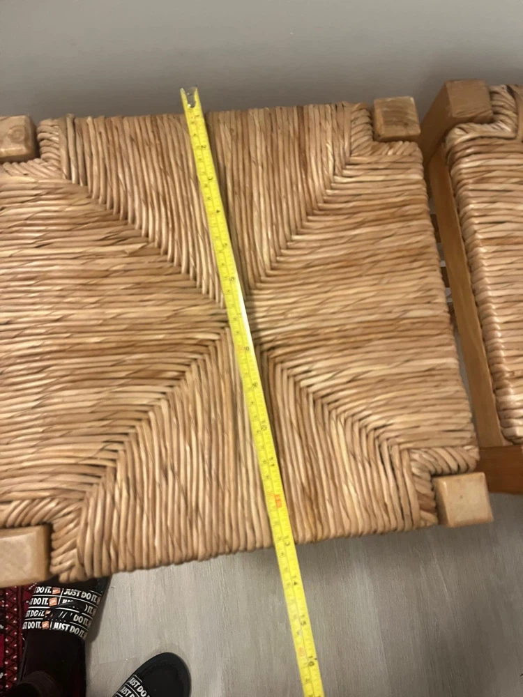 Set of 2 Wooden Bar Stools with Woven Seats - photo 3