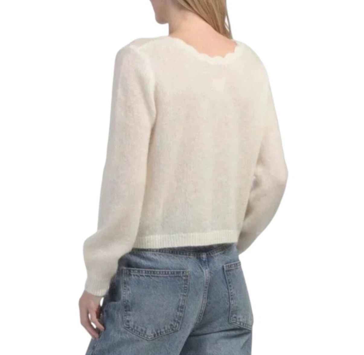 Camila Coelho Cream Scalloped Knit Cardigan - photo 2