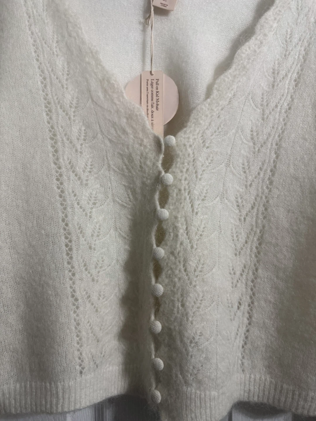 Camila Coelho Cream Scalloped Knit Cardigan - photo 4