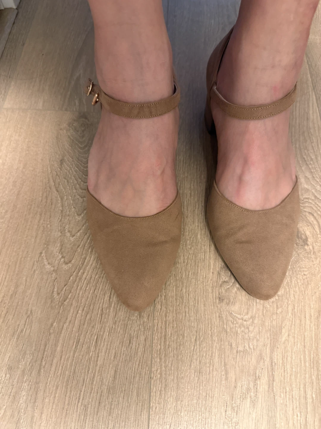 Oriental Traffic Brown Suede Ankle Strap Heels