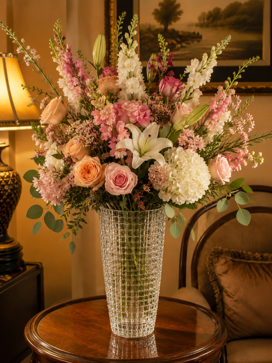 Clear Textured Glass Vase - 12 inch Tall