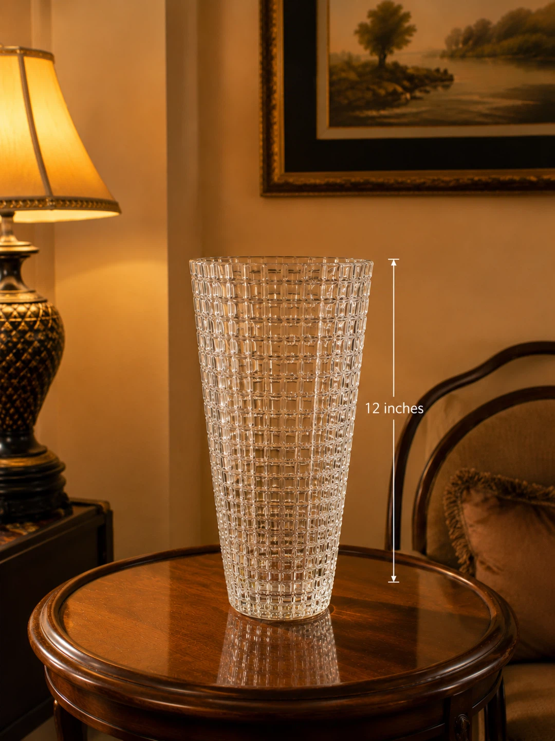 Clear Textured Glass Vase - 12 inch Tall - photo 2