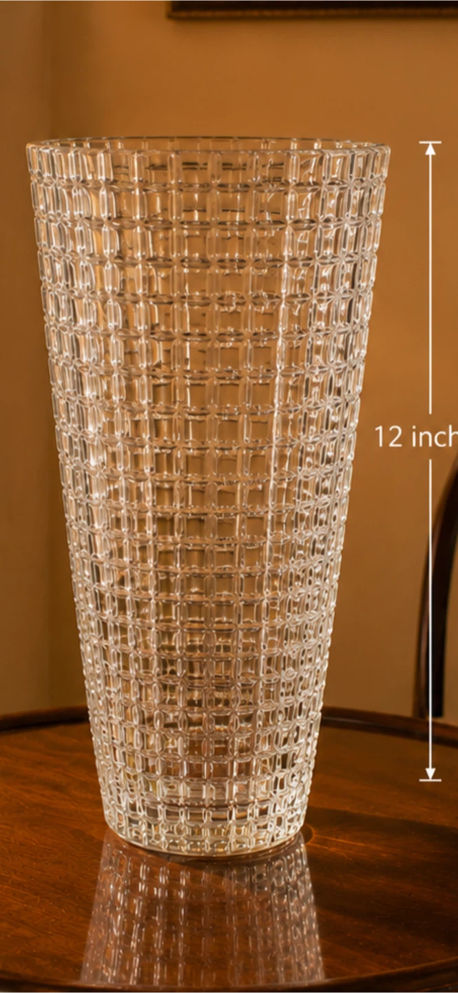 Clear Textured Glass Vase - 12 inch Tall - photo 3
