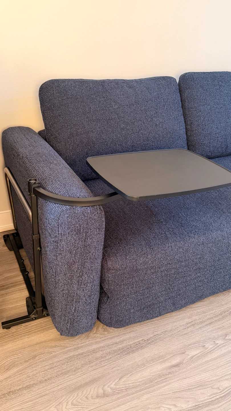 Swivel table for couch