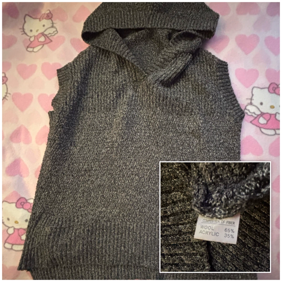 Sleeveless Hooded Sweater - *Size Women Large/Geey*