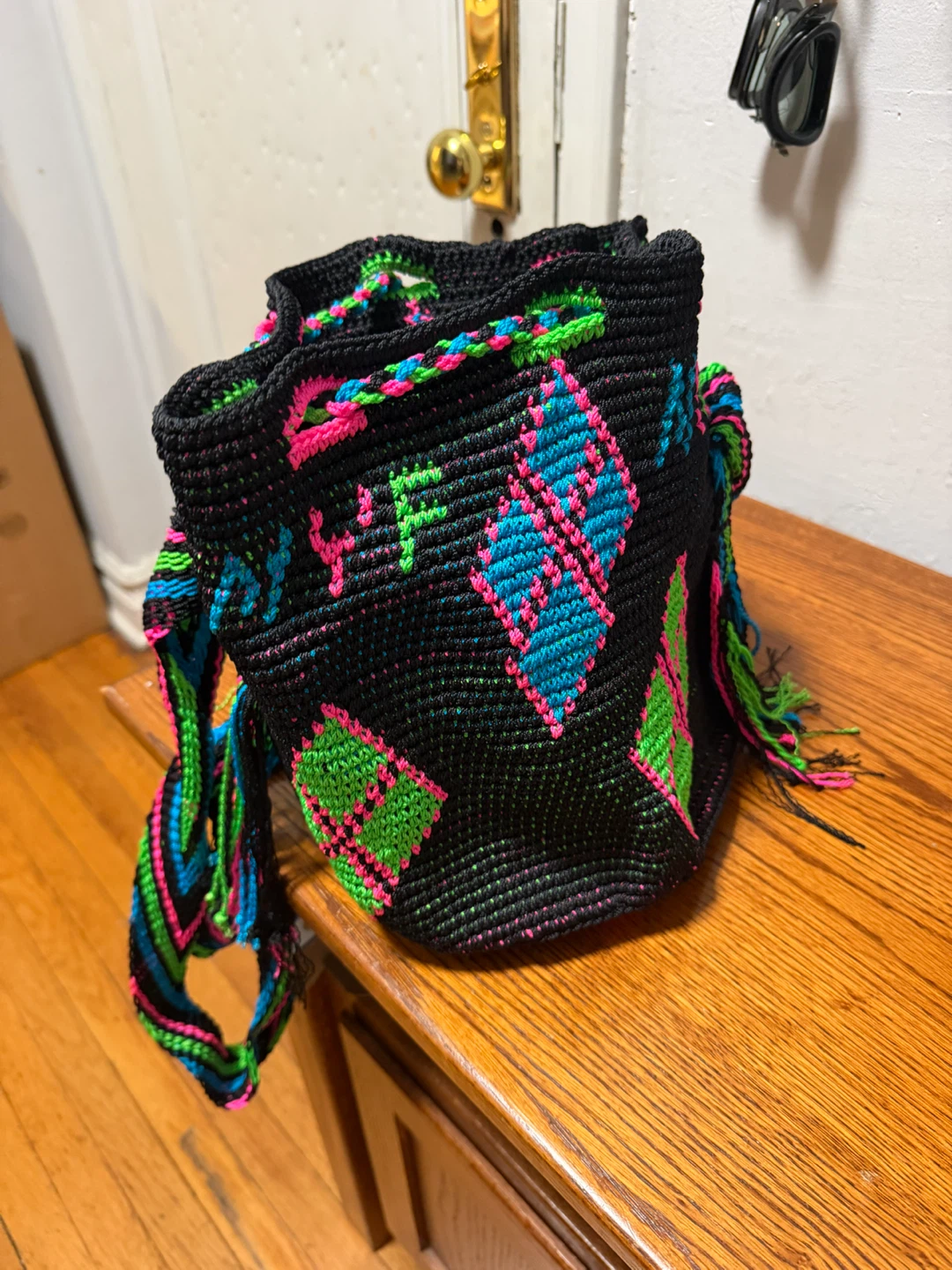 Crocheted Bucket Bag with Tassels