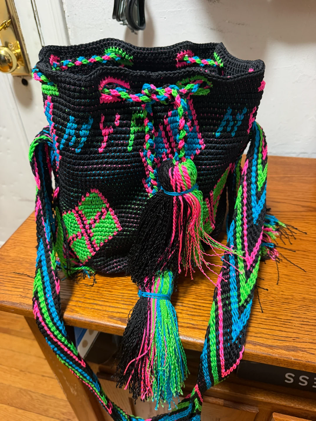 Crocheted Bucket Bag with Tassels - photo 3