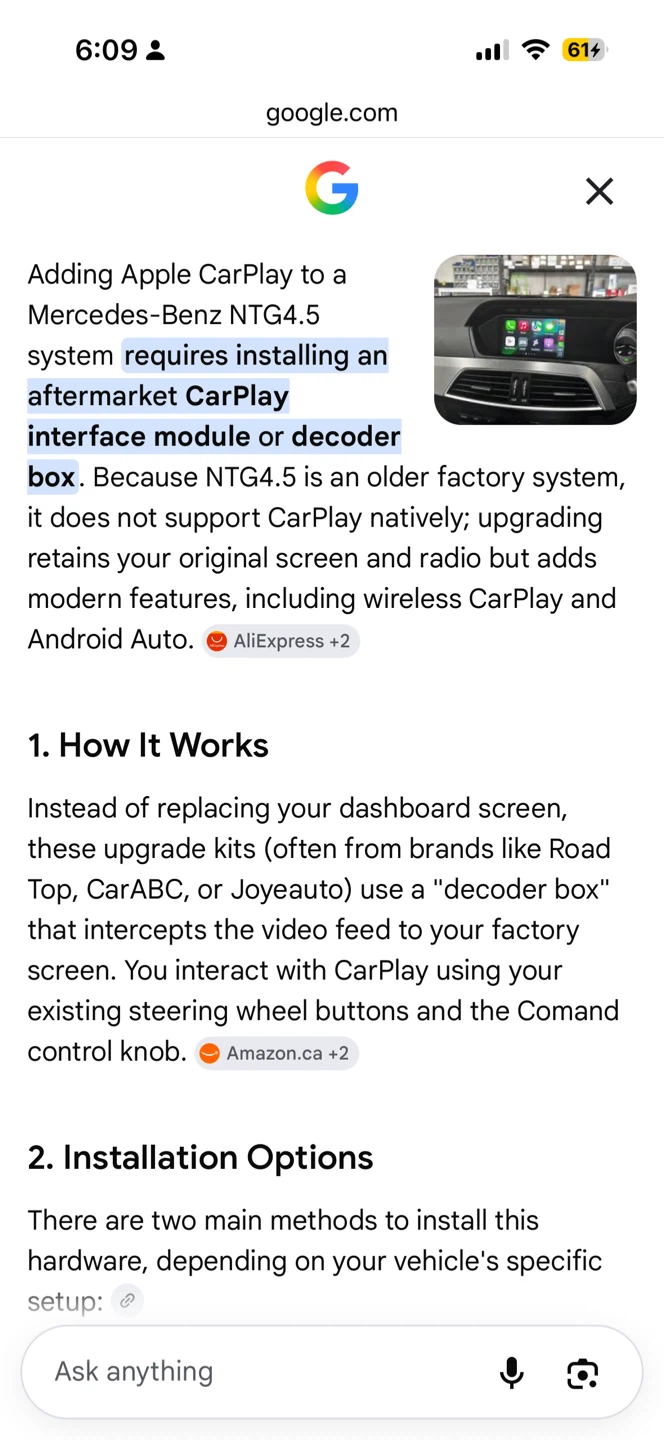 Carabc Benz NTG4.5 CarPlay Interface Decoder - photo 3