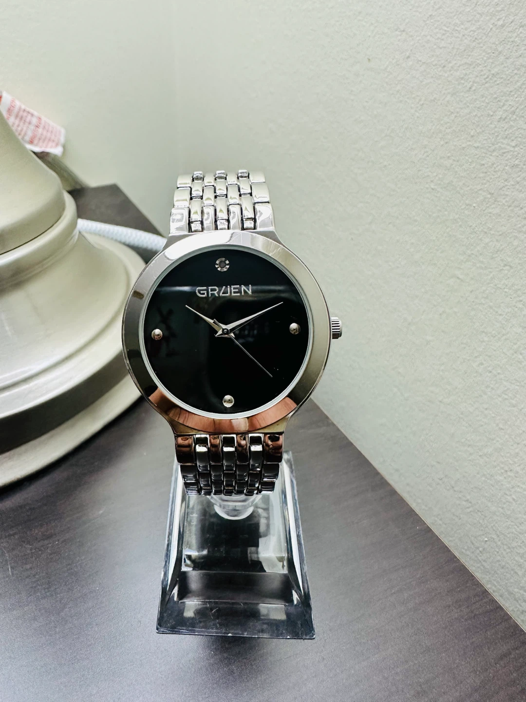 Gruen Stainless Steel Bezel Women's Watch