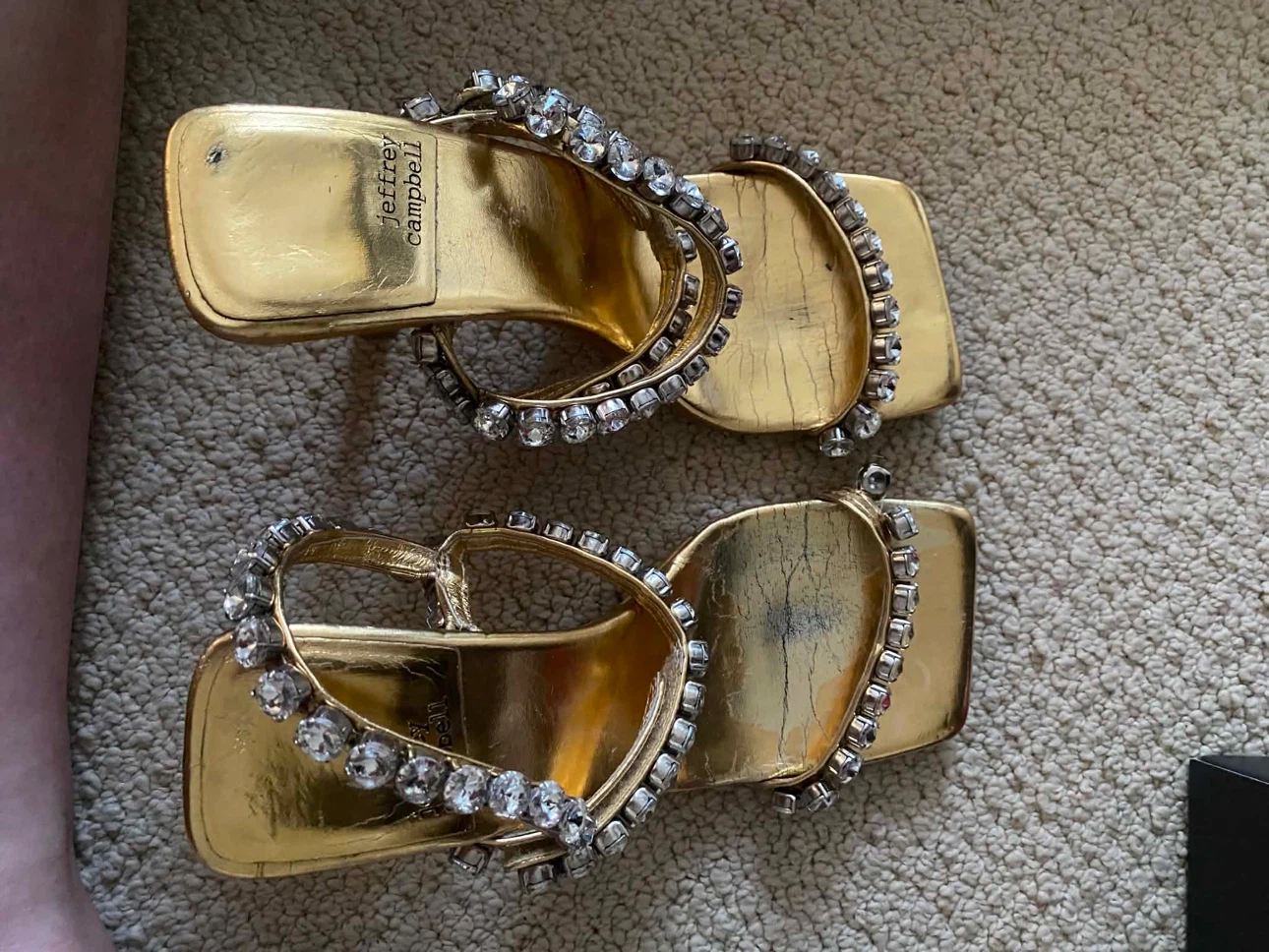 Jeffrey Campbell Gold Embellished Slide Sandals