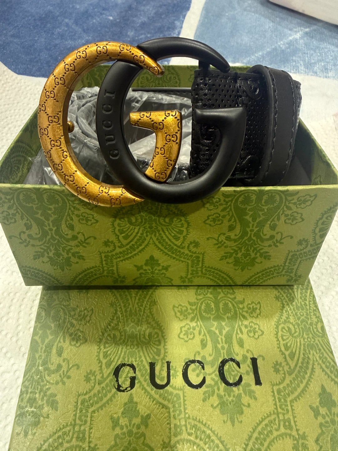 Gucci Black Leather Belt with GG Buckle