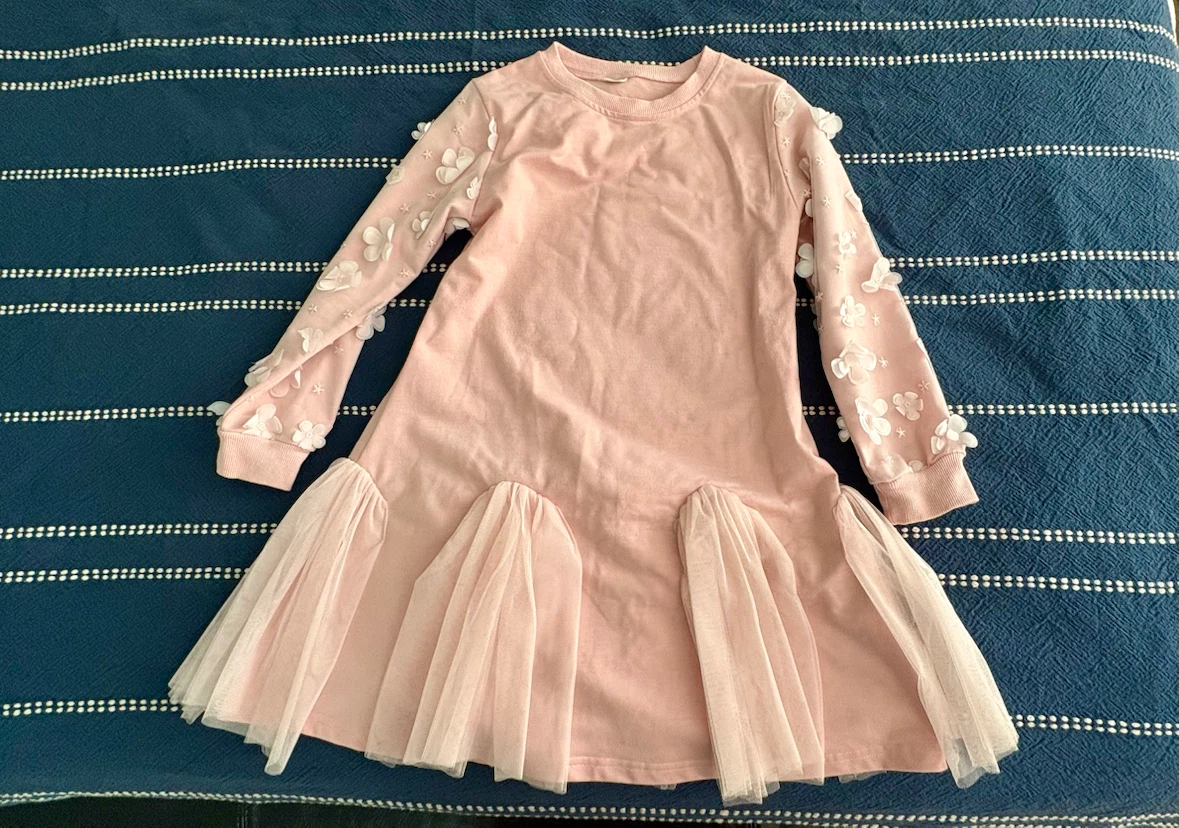 Girls Pink Floral Tulle Dress