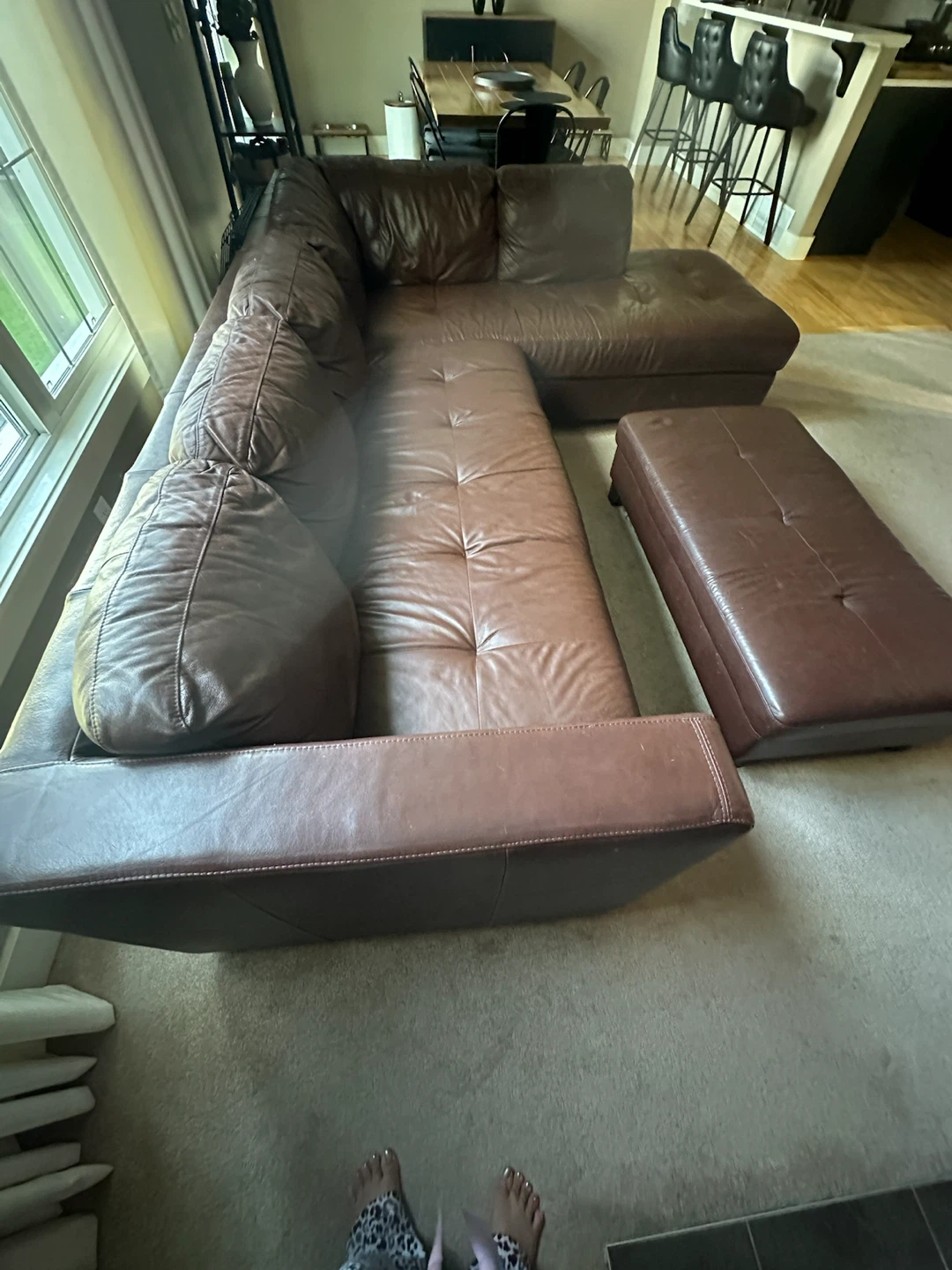 Leather sectional and ottoman - photo 3