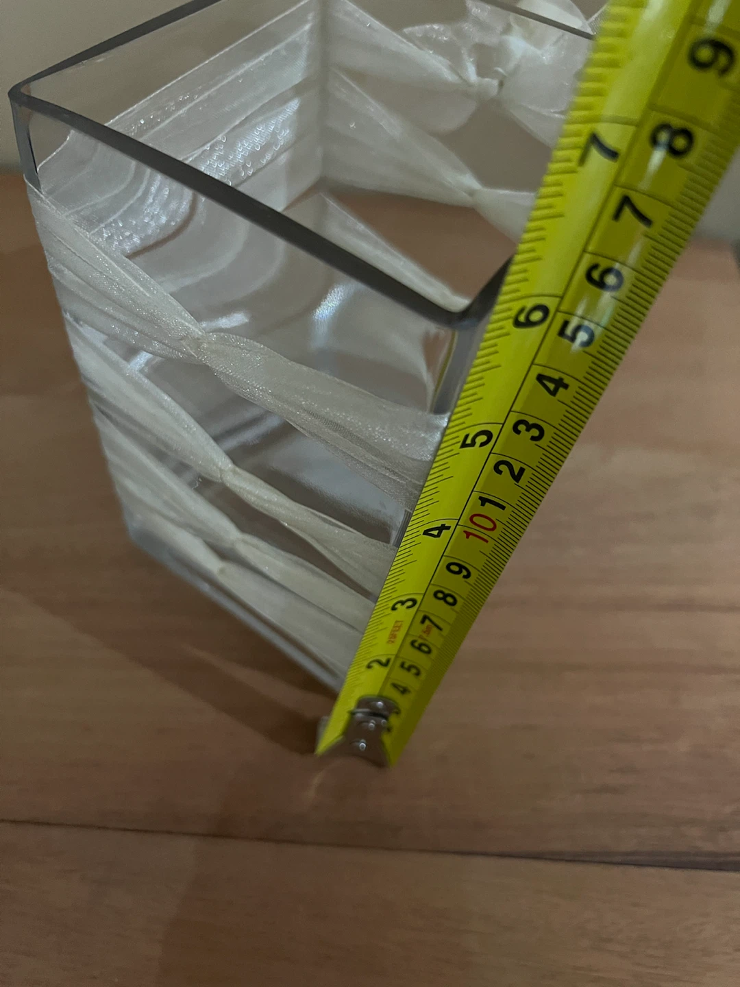 Clear Square Vase with White Ribbon - photo 4