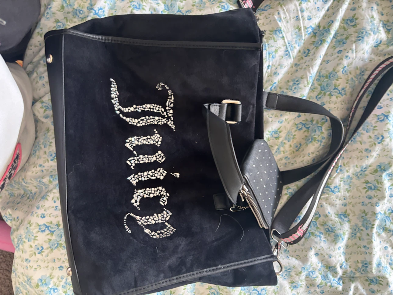 Juicy Couture Velour Tote Bag with Pouch