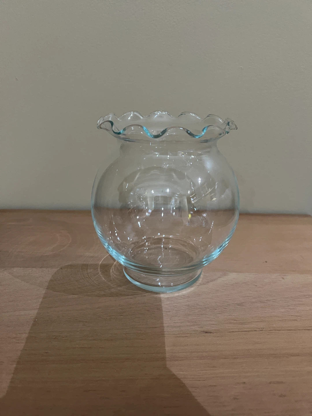 Clear Glass Ruffled Vase