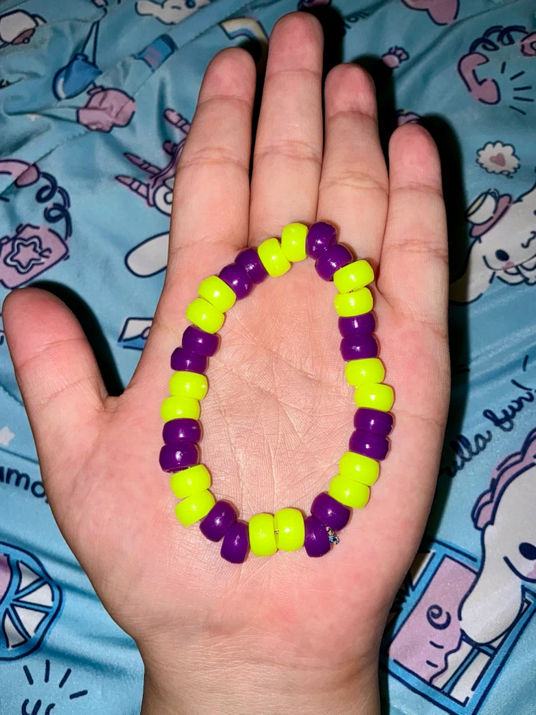 Purple and Neon Yellow Beaded Bracelet - photo 2
