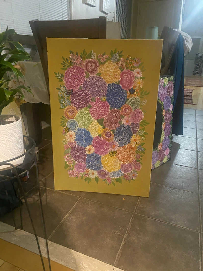 Original Floral Painting on Canvas - photo 2