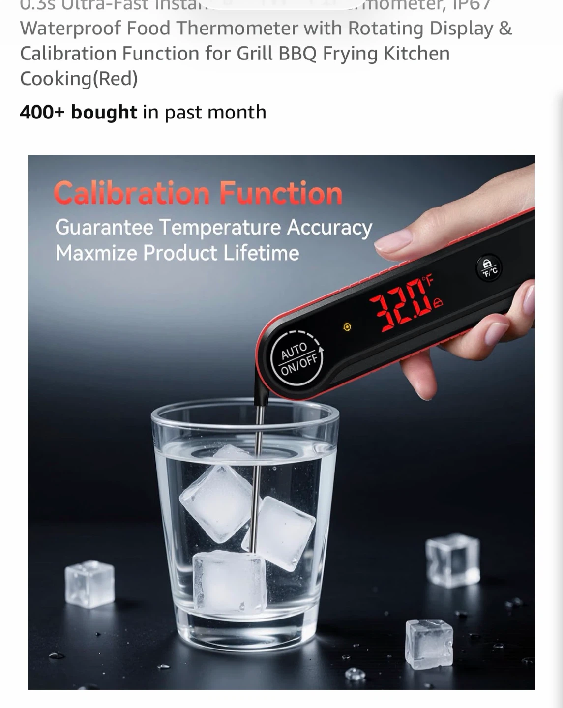 Waterproof Food Thermometer with Rotating Display & Calibration - photo 4
