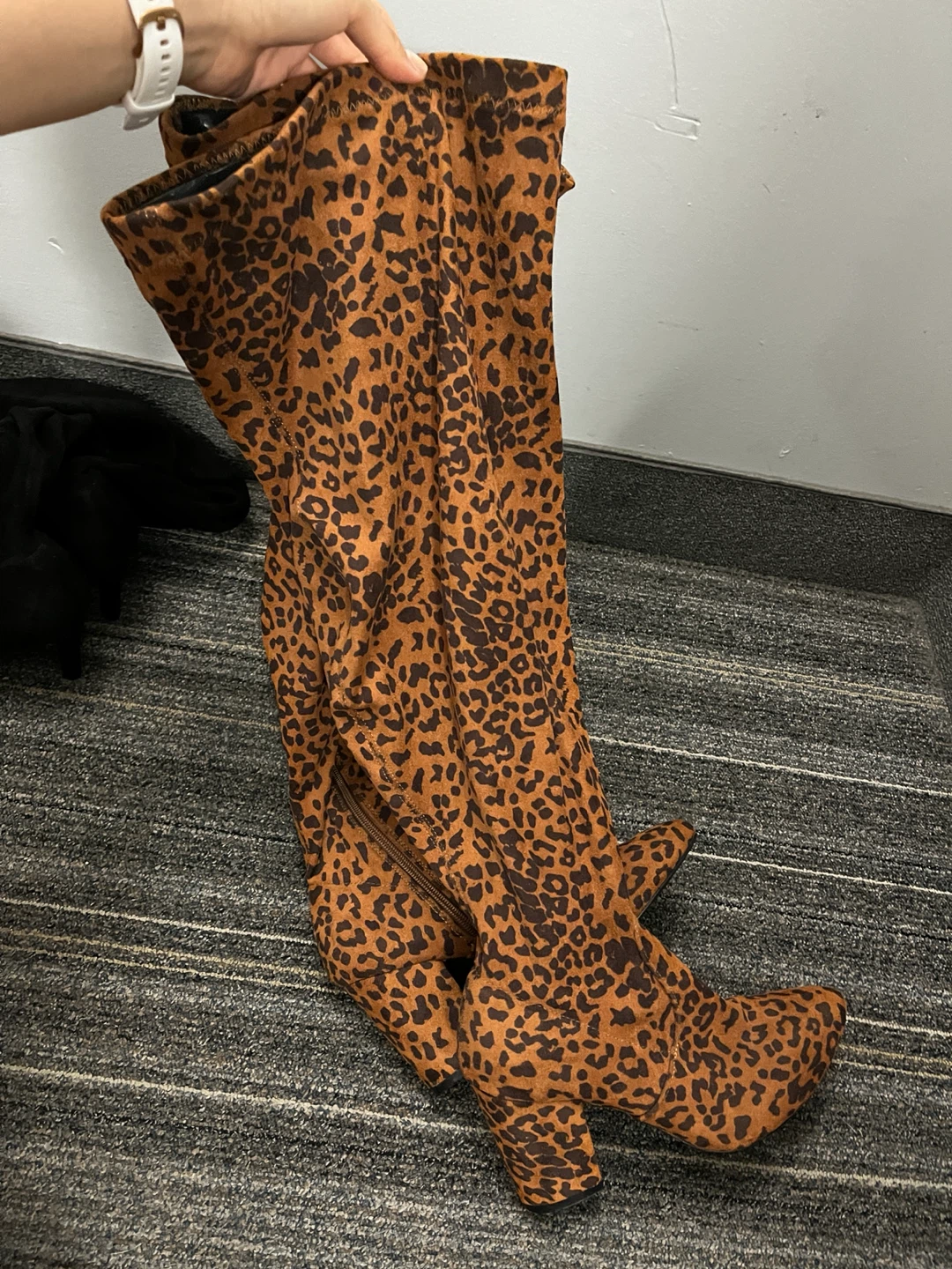 Leopard Print Over-the-Knee Boots Size 8WW - photo 3