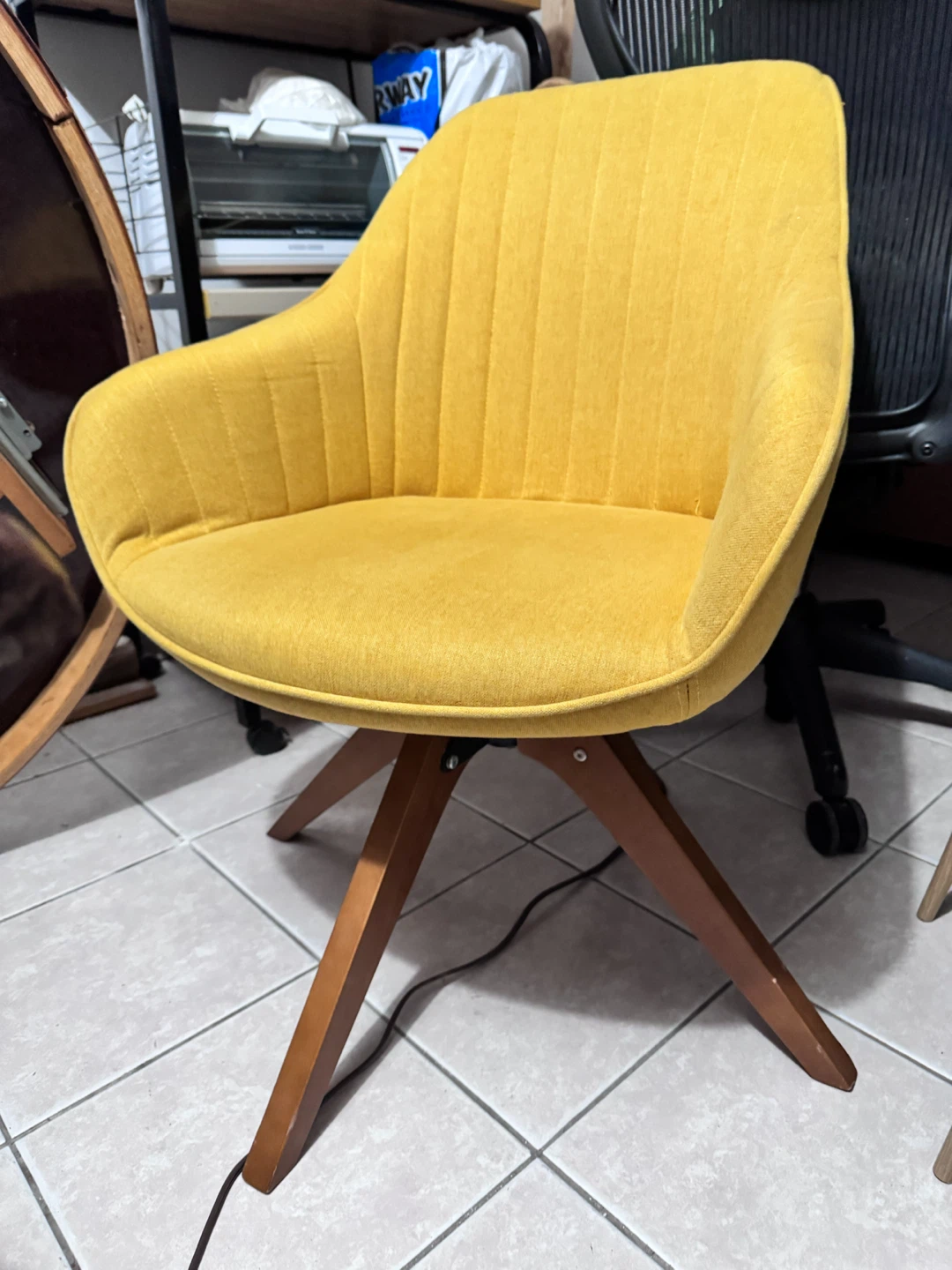 Yellow Upholstered Accent Chair - photo 2