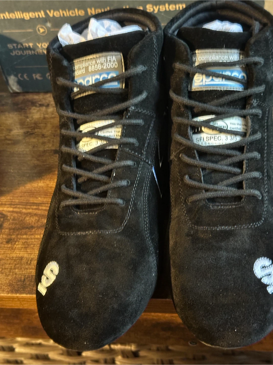 Sparco Black Suede Racing Shoes Size 9m FIA Certified