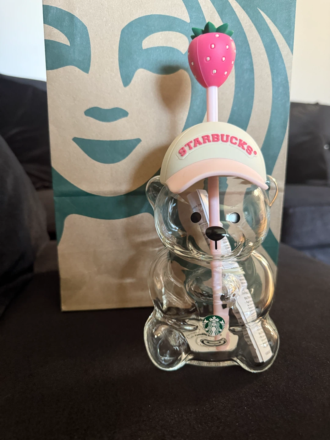 Starbucks Bear Tumbler with Strawberry Straw