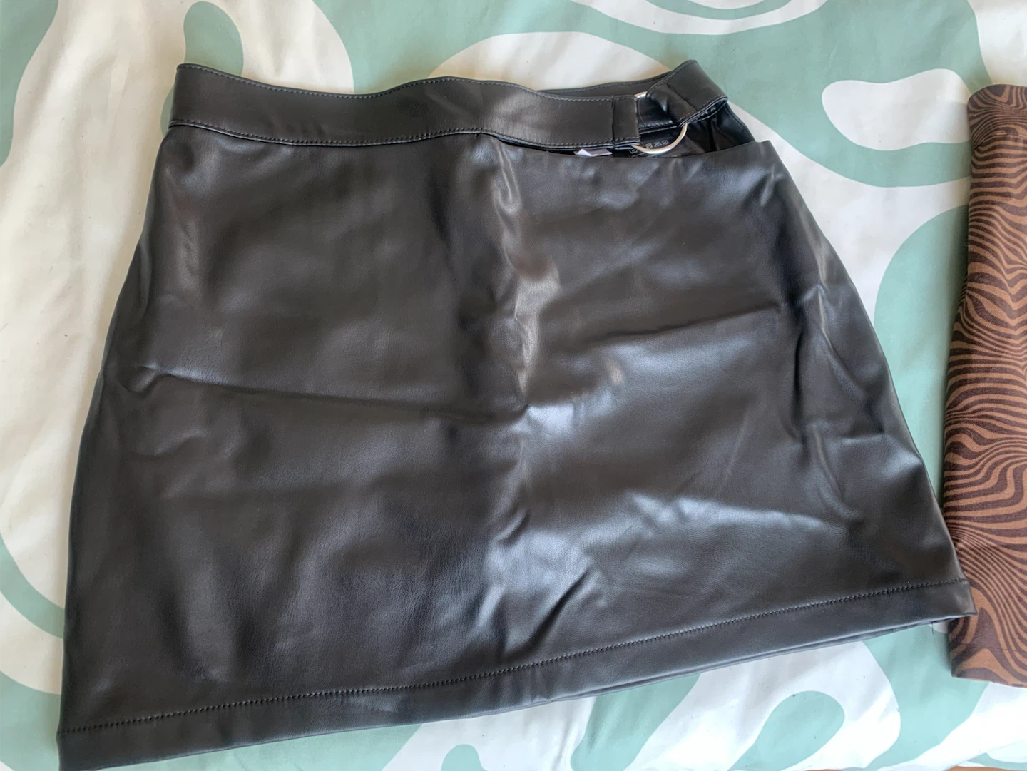 H&M Black Faux Leather Mini Skirt
