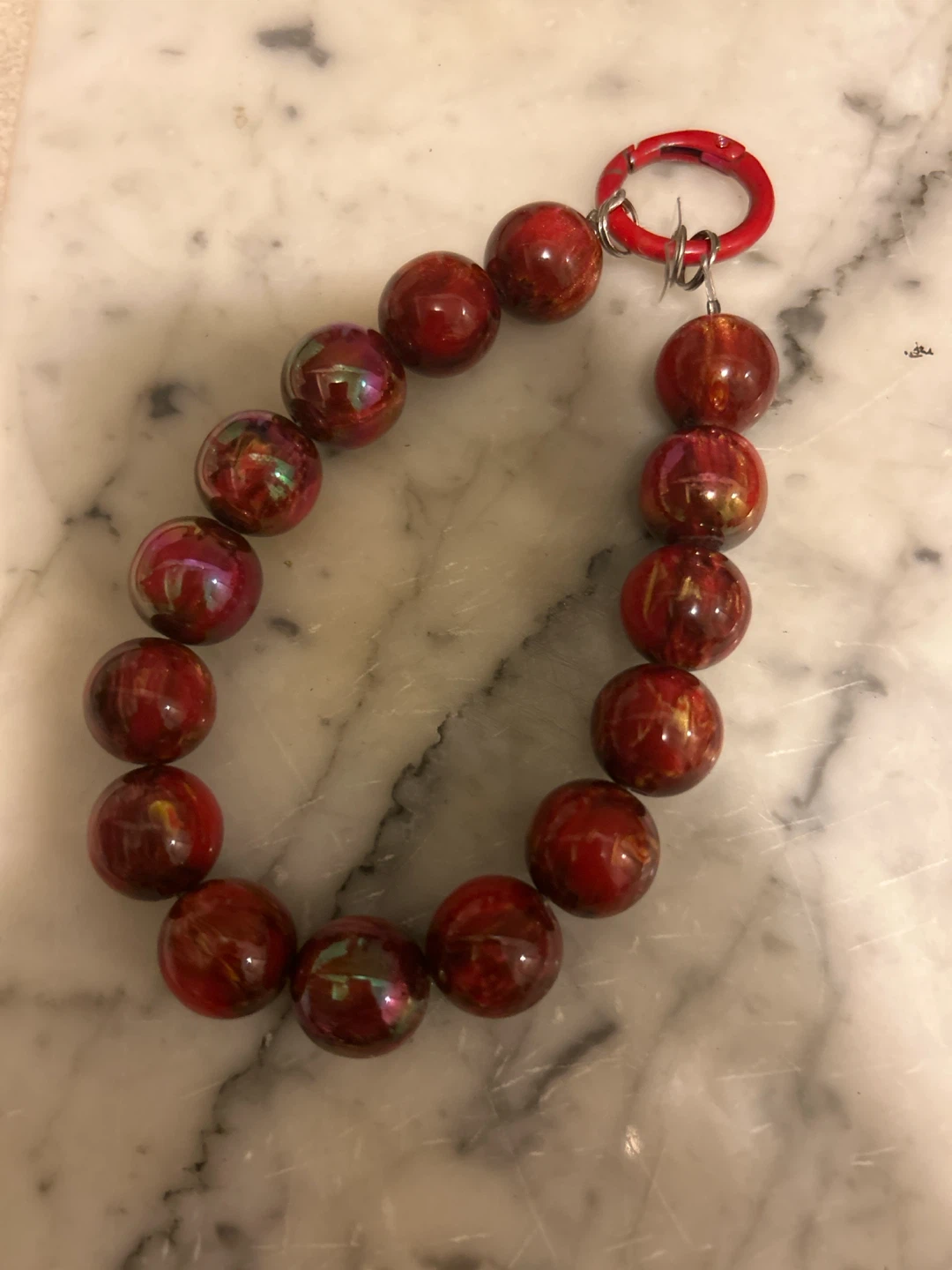 Red Beaded Cellphone Accessory