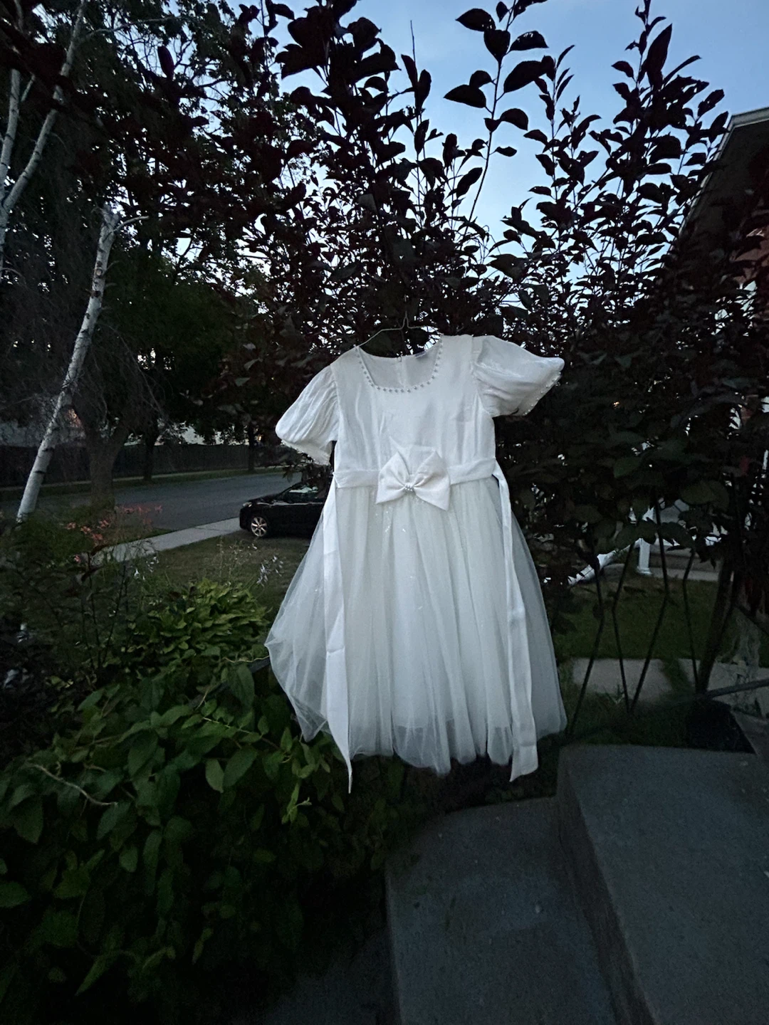 White Formal Dress with Bow