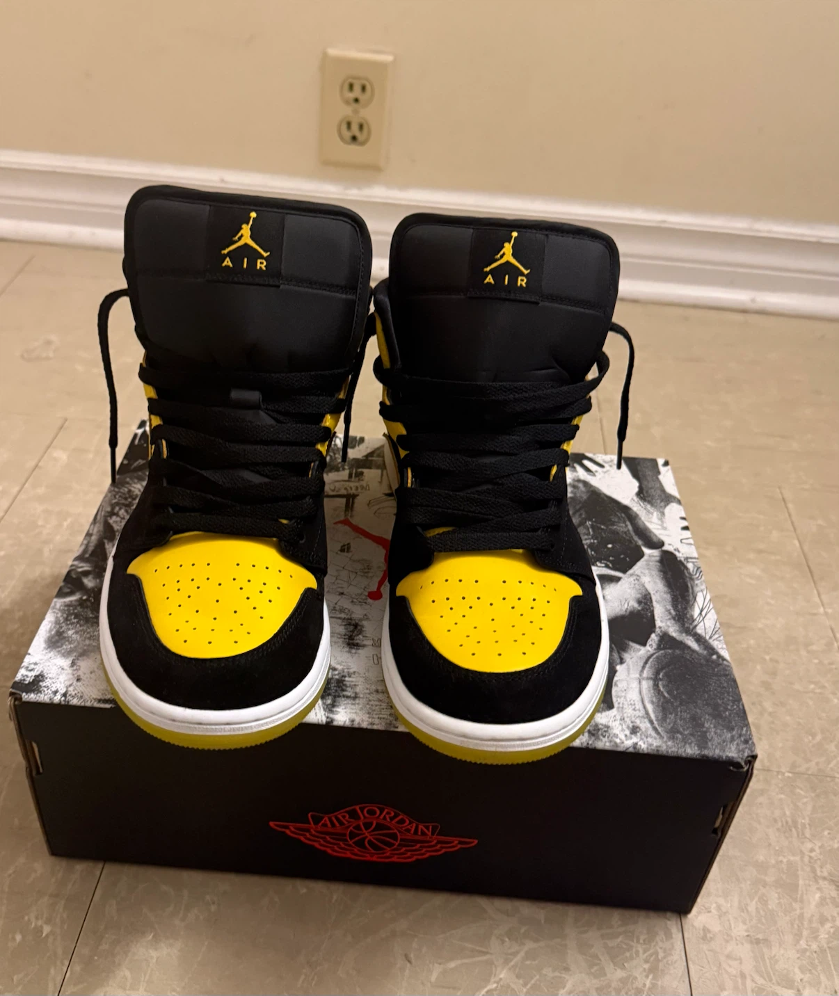 Air Jordan 1 Mid Yellow Black Sneakers - photo 3